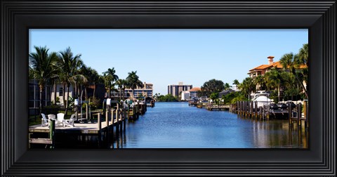 Framed Waterfront homes in Naples, Florida, USA Print