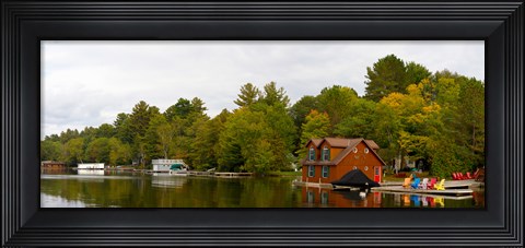 Framed Cottages at the lakeside, Lake Muskoka, Ontario, Canada Print