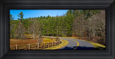Framed Road passing through a forest, Blue Ridge Parkway, North Carolina, USA Print