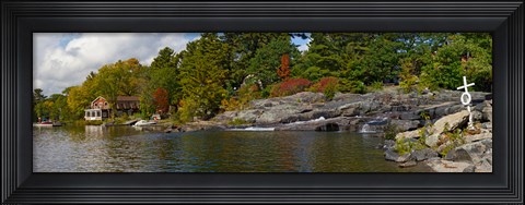 Framed Trees at the riverside, Moon River, Bala, Muskoka, Ontario, Canada Print