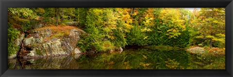 Framed Colorful trees and rocks along the Musquash River, Muskoka, Ontario, Canada Print