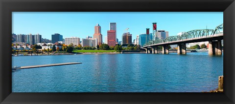 Framed Hawthorne Bridge across the Willamette River, Portland, Multnomah County, Oregon Print