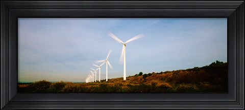Framed Wind turbines in motion, Provence-Alpes-Cote d&#39;Azur, France Print
