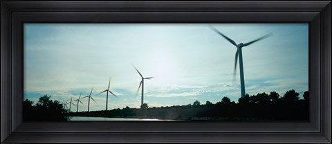 Framed Wind turbines in motion at dusk, Provence-Alpes-Cote d&#39;Azur, France Print
