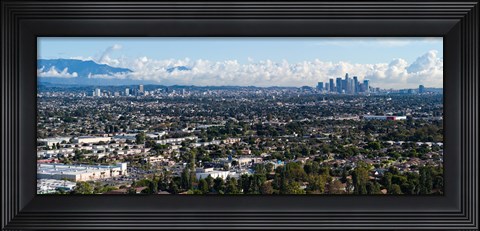 Framed City with mountain range in the background, Mid-Wilshire, Los Angeles, California, USA Print
