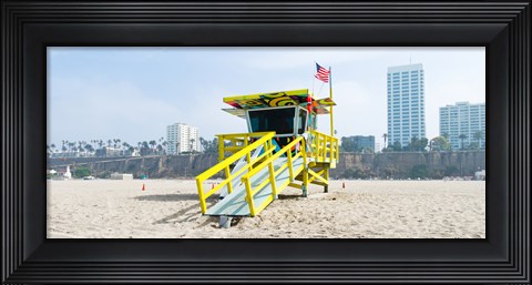 Framed Lifeguard Station on the beach, Santa Monica Beach, Santa Monica, California, USA Print