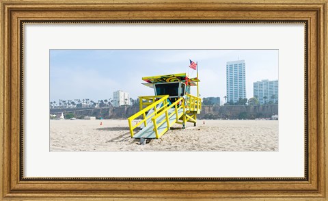 Framed Lifeguard Station on the beach, Santa Monica Beach, Santa Monica, California, USA Print