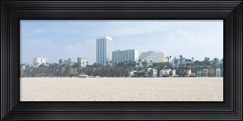 Framed Santa Monica Beach with buildings in the background, California, USA Print