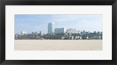 Framed Santa Monica Beach with buildings in the background, California, USA Print