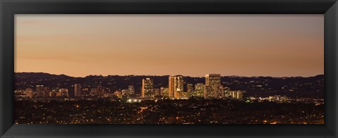 Framed Century City at night, Los Angeles, California Print