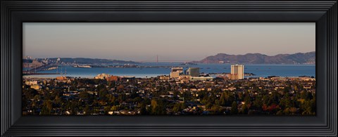 Framed Cityscape with Golden Gate Bridge and Alcatraz Island in the background, San Francisco, California, USA Print