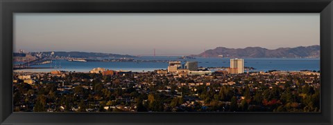 Framed Cityscape with Golden Gate Bridge and Alcatraz Island in the background, San Francisco, California, USA Print