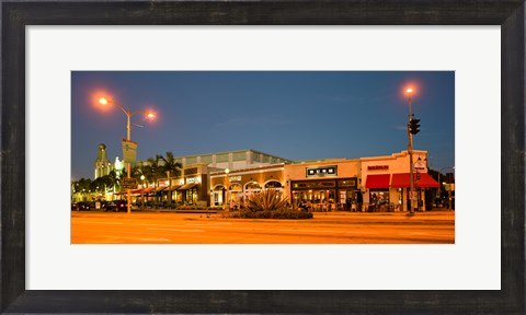 Framed Night scene of Downtown Culver City, Culver City, Los Angeles County, California, USA Print