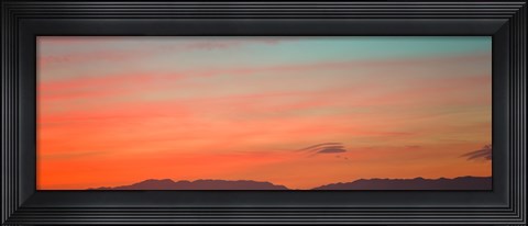 Framed Mountain range at dusk, Santa Monica Mountains, Los Angeles County, California, USA Print