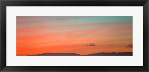 Framed Mountain range at dusk, Santa Monica Mountains, Los Angeles County, California, USA Print