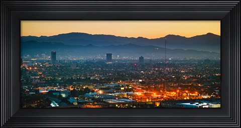 Framed Buildings in a city, Miracle Mile, Hollywood, Griffith Park Observatory, Los Angeles, California, USA Print