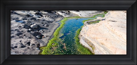 Framed Stream flowing through a rocky landscape, Point Lobos State Reserve, Carmel, Monterey County, California Print