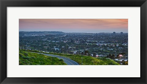 Framed Aerial view of a city viewed from Baldwin Hills Scenic Overlook, Culver City, Los Angeles County, California, USA Print