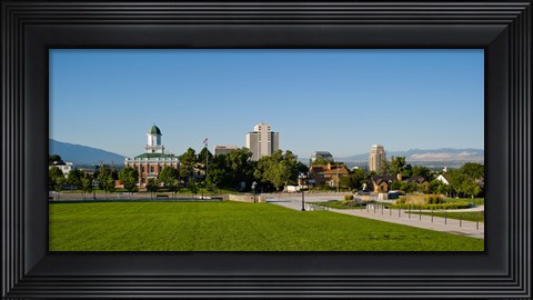 Framed Lawn with Salt Lake City Council Hall in the background, Capitol Hill, Salt Lake City, Utah, USA Print