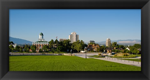 Framed Lawn with Salt Lake City Council Hall in the background, Capitol Hill, Salt Lake City, Utah, USA Print