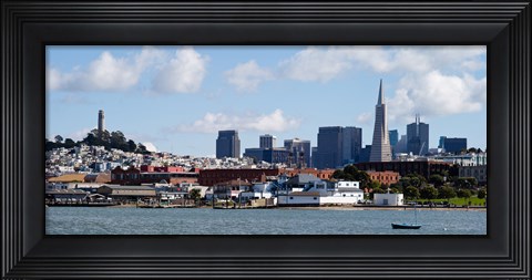 Framed Buildings at the waterfront, Transamerica Pyramid, Coit Tower, Fisherman&#39;s Wharf, San Francisco, California, USA Print