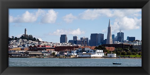 Framed Buildings at the waterfront, Transamerica Pyramid, Coit Tower, Fisherman&#39;s Wharf, San Francisco, California, USA Print