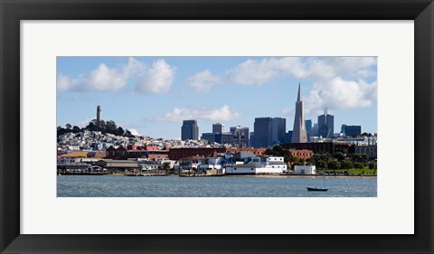Framed Buildings at the waterfront, Transamerica Pyramid, Coit Tower, Fisherman&#39;s Wharf, San Francisco, California, USA Print
