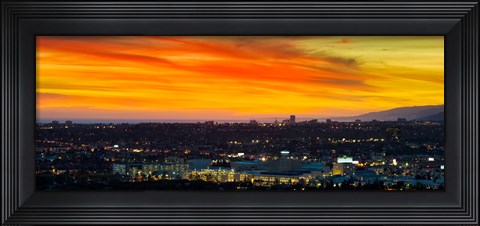 Framed Cityscape at dusk, Sony Studios, Culver City, Santa Monica, Los Angeles County, California, USA Print