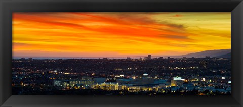 Framed Cityscape at dusk, Sony Studios, Culver City, Santa Monica, Los Angeles County, California, USA Print