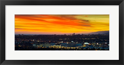 Framed Cityscape at dusk, Sony Studios, Culver City, Santa Monica, Los Angeles County, California, USA Print