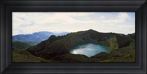 Framed Volcanic lake on a mountain, Mt Kelimutu, Flores Island, Indonesia Print