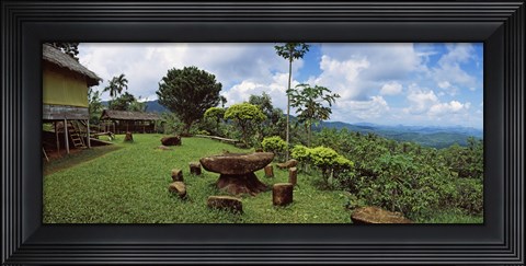 Framed Stone table with seats, Flores Island, Indonesia Print