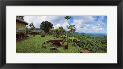 Framed Stone table with seats, Flores Island, Indonesia Print