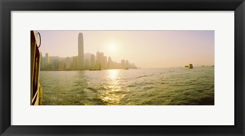 Framed Buildings at the waterfront, Victoria Harbour, Hong Kong, China Print