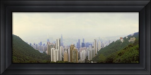 Framed Skyscrapers in a city, Hong Kong, China Print