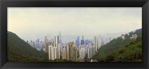 Framed Skyscrapers in a city, Hong Kong, China Print