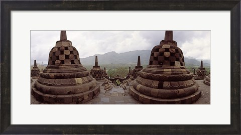Framed 9th century Buddhist temple Borobudur on Java Island, Indonesia Print