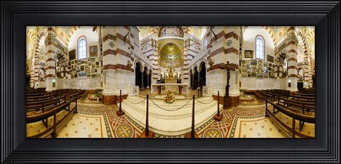 Framed Interiors of the basilica, Notre Dame De La Garde, Marseille, Bouches-du-Rhone, Provence-Alpes-Cote D&#39;Azur, France Print