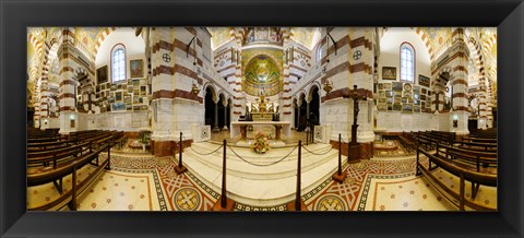 Framed Interiors of the basilica, Notre Dame De La Garde, Marseille, Bouches-du-Rhone, Provence-Alpes-Cote D&#39;Azur, France Print