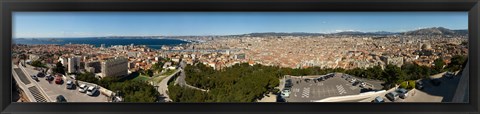 Framed High angle view of a city, Marseille, Bouches-Du-Rhone, Provence-Alpes-Cote D&#39;Azur, France Print