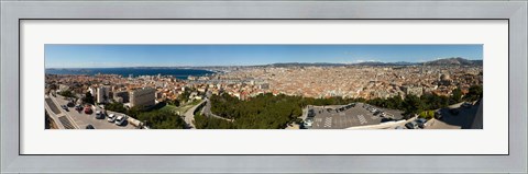 Framed High angle view of a city, Marseille, Bouches-Du-Rhone, Provence-Alpes-Cote D&#39;Azur, France Print