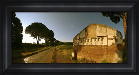 Framed Tombs and umbrella pines along the Via Appia Antica, Rome, Lazio, Italy Print