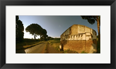 Framed Tombs and umbrella pines along the Via Appia Antica, Rome, Lazio, Italy Print