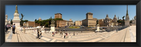 Framed Tourists at town square, Palazzo Venezia, Piazza Venezia, Rome, Lazio, Italy Print