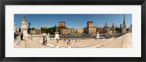 Framed Tourists at town square, Palazzo Venezia, Piazza Venezia, Rome, Lazio, Italy Print