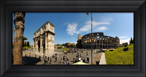 Framed Historic Coliseum and Arch of Constantine, Rome, Lazio, Italy Print