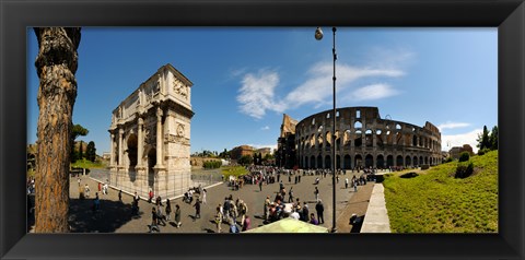 Framed Historic Coliseum and Arch of Constantine, Rome, Lazio, Italy Print
