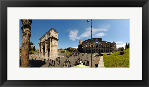 Framed Historic Coliseum and Arch of Constantine, Rome, Lazio, Italy Print