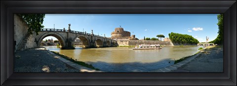 Framed Bridge across a river with mausoleum in the background, Tiber River, Ponte Sant&#39;Angelo, Castel Sant&#39;Angelo, Rome, Lazio, Italy Print