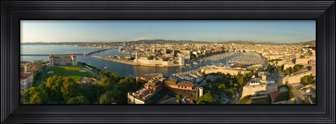 Framed High angle view of a city with port, Marseille, Bouches-du-Rhone, Provence-Alpes-Cote D&#39;Azur, France Print